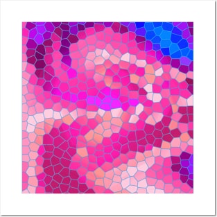 Pink Purple Blue & Magenta Abstract Mosaic Pattern Posters and Art